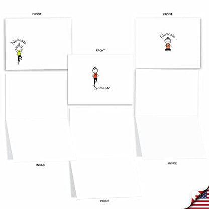 The Best Card Company - 10 Blank Yoga Note Cards (4x 5.12 Inch) - Boxed Notecards with Envelopes, Cute Animal Cards, Zen Assortment - Namaste Notes M3963 - style: Namaste Notes