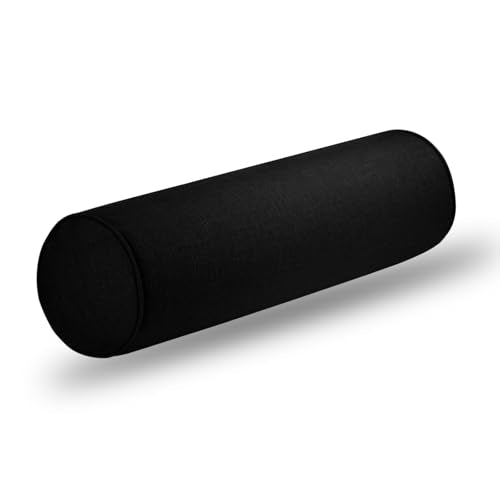 Tinbolunce Neck Roll Pillowcases with Zipper - Full Moon Bolster/Round Cylinder Pillow Case Cover for Bedroom, Living Room, Sofa - Solid Color Cervical Throw Pillow Covers - color: Black, size: 6" x 24"
