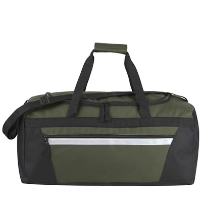 40 Liter, 22 Inch Reflective Duffle Bag with Shoulder Strap for Men, Women, Travel - color: Hunter Green