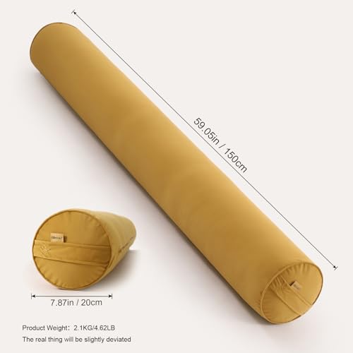 Long Round Bolster Pillow for Adults, Soft Cylinder Roll Pillow for Bed & Couch, Supportive Sleeping Pillow(Honey Yellow, 59"*7.87") - color: Honey Yellow, size: 59"*7.87"
