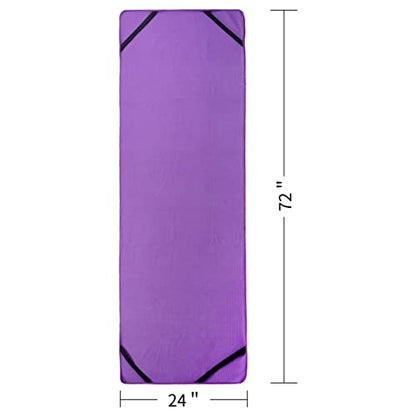POLYTE Microfiber Non Slip Yoga Mat Towel, Secure Elastic Straps, 24x72 in - color: Purple