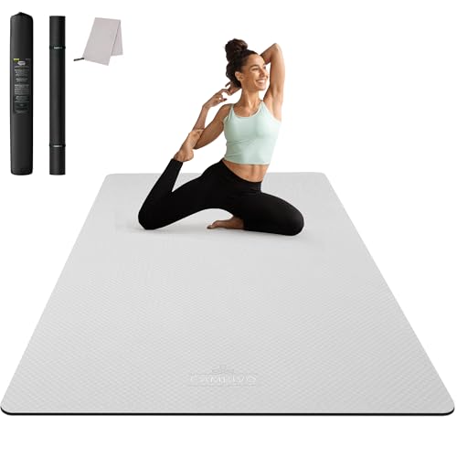 CAMBIVO 72''x48'' Large Yoga Mat, Extra Thick TPE Workout Mat - color: GRAY, size: 6mm