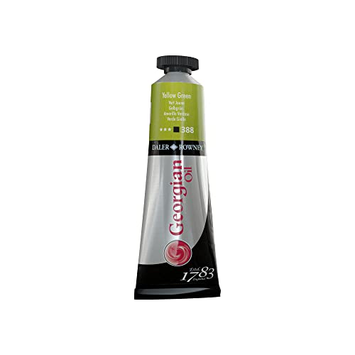 Daler Rowney Georgian Oil Paint Yellow Green 38ml Tube - Art Paints for Canvas Paper and More - Oil Painting Supplies for Artists and Students - Artist Oil Paint for Any Skill Set