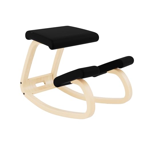 Varier Ergonomic Kneeling Chair, Rocking Knee Stool for Home Office Desk - color: Naturalal/Black Tonal