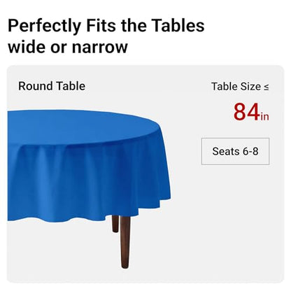 Auros 10-Pack Blue Plastic Table Cloth, 84" Round Disposable Table Cover | Waterproof, Spill-Proof & Throw Away Table Cloth, Easy Cleanup for Party, Birthday, Wedding, Graduation, Picnic, Sky Blue - color: Sky Blue, size: 84" Round