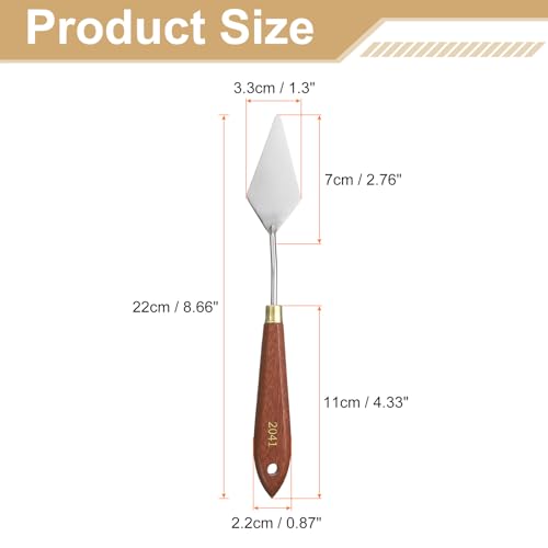 HARFINGTON Palette Knife Painting Tool 2.76" x 1.3" Stainless Steel Teardrop Blade 8.66" Length Spatula Painting Pallet Knives with Hole Beech Wood Handle for Oil Acrylic Canvas, Red/Silver - size: 8.66" x 1.3" x 2.76"