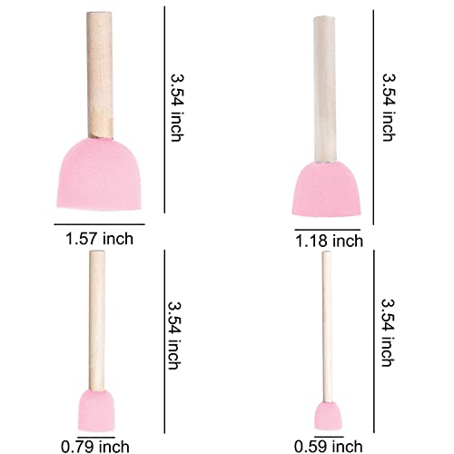 WAFJAMF 40 Pcs Round Sponges Brush Set 4 Sizes DIY Painting Tools Pink | Wooden handle craft foam applicators for acrylic, kids arts & stenciling with multiple diameter options - color: Pink