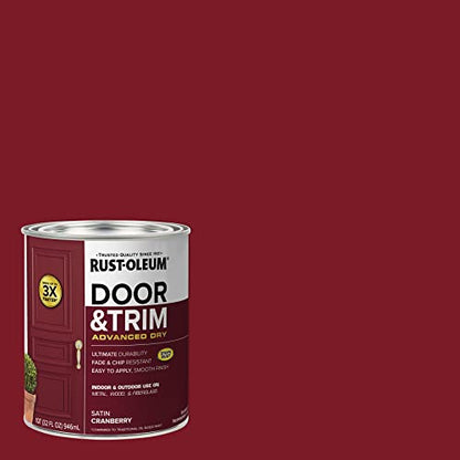 Rust-Oleum 369385 Advanced Dry Door & Trim Paint, Quart, Satin Cranberry - color: Satin Cranberry