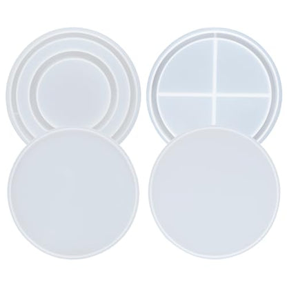 Resin Shaker Molds Set Large Round and Ring Coaster Pack of 3 Epoxy Silicone Trays Precision Tip Applicator Bottle Kit Bundle - color: Circle and Ring Craft Pack of 3