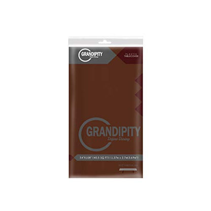 Brown 1 Pack Premium Disposable Plastic Tablecloth 54 Inch. x 108 Inch. Rectangle Table Cover - color: Brown, size: 108" x 54" (Rectangle)