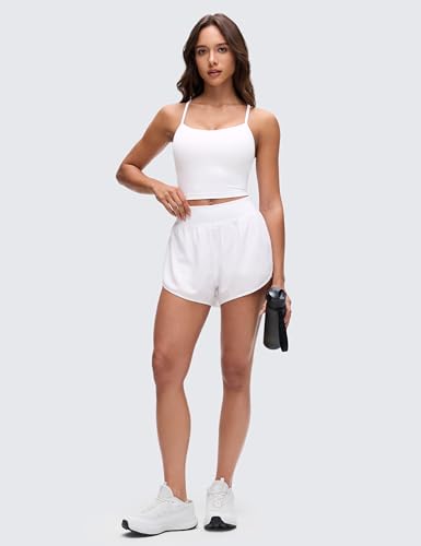 CRZ YOGA Butterluxe Y Back Crop Tank Tops - color: White, size: X-Small