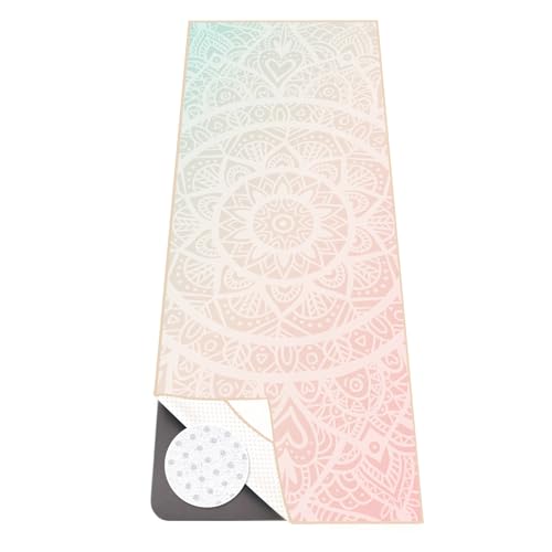Hot Yoga Towel with Grip Dots, Non Slip, 70" x26, Pink Mandala | Sweat Absorbent Yoga Mat Towel, Portable with Travel Bag, Catching Eyes Design, For Hot Yoga, Bikram, Pilates and Fitness - color: Pink Mandala, size: 70" x 26"
