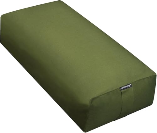 엑스트라 펌 라지 요가 볼스터, 61 x 30.5 x 15.2cm(24 x 12 x 6인치) 신치 또는 지퍼 요가 베개, 스튜디오용 탈착식 커버가 있는 직사각형 면 쿠션, 1팩 또는 2팩 - color: 올리브 그린., size: 1팩
