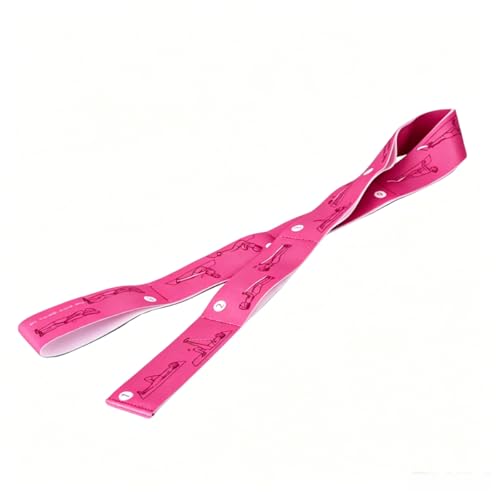 Multi‑Loop Nylon Yoga Stretching Belt, Anti‑Slip Fitness Resistance Band, Elastic Workout Strap for Yoga Pilates Dance Gymnastics Training, Physical Relax & Flexibility Exercise Accessory - color: Rose red