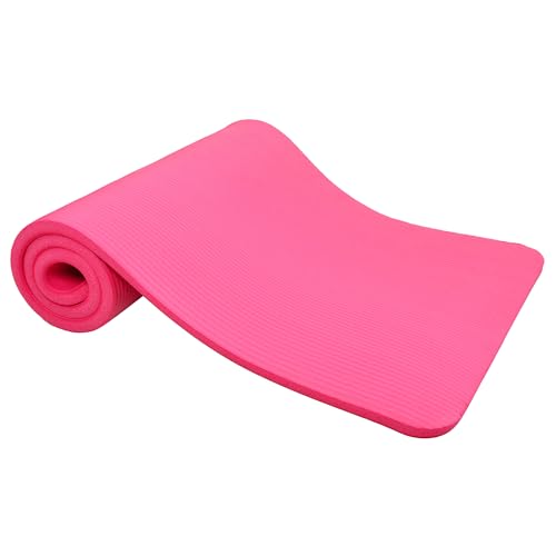 Fitvids 1-Inch Extra Thick High Density Anti-Tear Exercise Yoga Mat with Carrying Strap, Pink | Extra Thick Anti-Tear Non-Slip Design with Carrying Strap for Exercise, Fitness & Home Gym Workouts