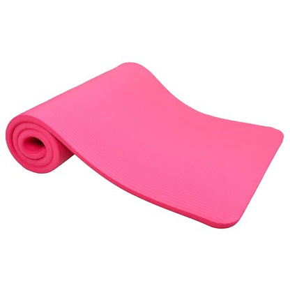 Fitvids 1-Inch Extra Thick High Density Anti-Tear Exercise Yoga Mat with Carrying Strap, Pink | Extra Thick Anti-Tear Non-Slip Design with Carrying Strap for Exercise, Fitness & Home Gym Workouts