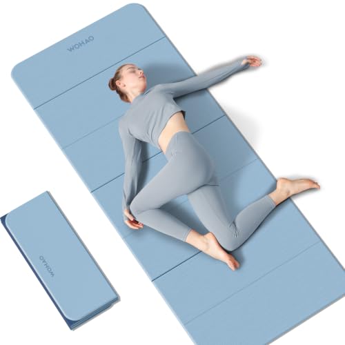 7-Fold Yoga Mat 70"x24" - 1/2 Inch Thick - color: Blue-gray+Navy blue