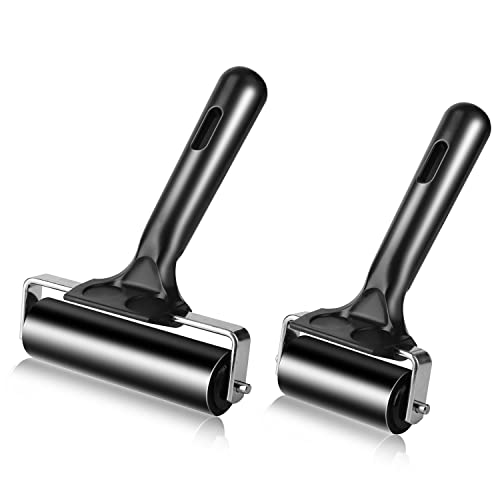 2Pcs Rubber Roller Brayer Rollers Hard Rubber 4 and 2.2 Inch for Printmaking (Black) by HRLORKC… - size: 1pack 2.2inch+1pack 4inch