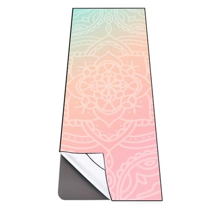 QiyI Hot Yoga Towel with Grip Dots, Non Slip, 70"x26", Dreamy Pink Mandala - color: Dreamy Pink Mandala, size: 70"x26"