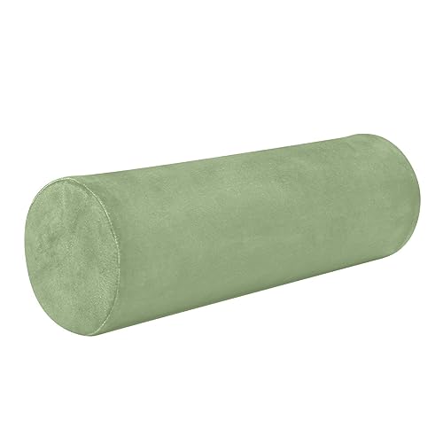 YETTASBIN Sage Green Solid Color Cylinder Round Pillow for Neck Pain Relief, Soft Breathable Bolster Travel Memory Foam Pillow with Removable Washable Cover for Bed Sleeping, Head, Legs and Back