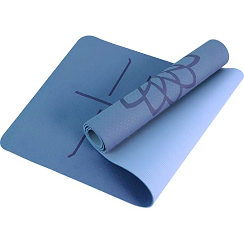 Mat Block Yoga Mat with Non-Slip 1/4'' Thick Anti-Tear, High Density TPE Eco-Friendly Foam Material for Home, Pilates and Floor Exercises & Fitness - color: Blue and light blue
