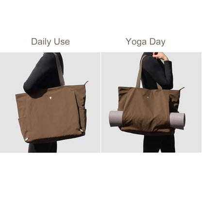 ESVAN Yoga Mat Bag Yoga Tote Carrier Shoulder Bag Carryall Tote for Office,Yoga,Pilates,Travel,Beach and Gym - color: Aa Coffee