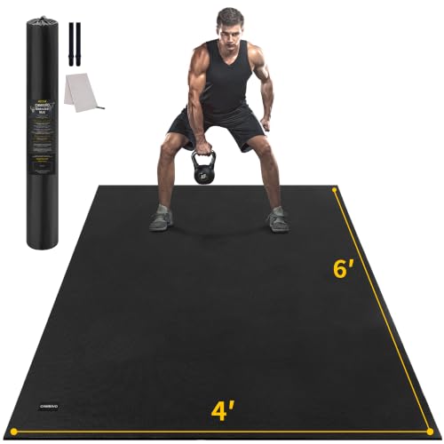 CAMBIVO 8'x6'/7'x5'/6'x4' Large Exercise Mat Workout Mat for Home Gym, 7mm - color: 6'*4' Black