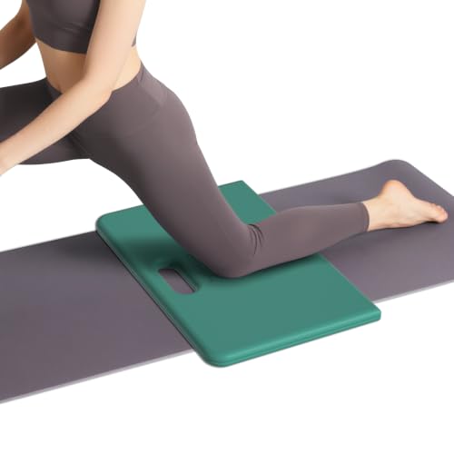 Yoga Knee Pad- Foldable Non-Slip POE Cushion - color: Peacock Green + Cheese Orange