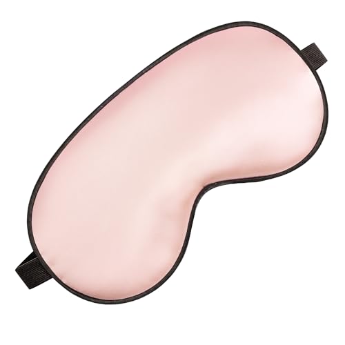 Silk Sleep Mask, Blackout Eye Mask for Sleeping with Adjustable Strap - color: Pink