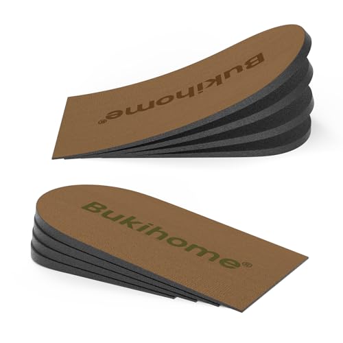 Adjustable Heel Lift Inserts- Bukihome Orthopedic Shoe Lifts,Brown,1 Pair S | Shoe Lift for Uneven Legs 4 Layers Height Increase Insole for Heel Pain,Heel Spur,Achilles Tendonitis - color: Brown, size: Small (Pack of 2)