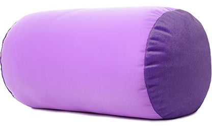 Microbead Bolster Neck Roll Pillow, 14x8 in Cylinder Tube, Pale Purple | Silky feel fabric helps prevent wrinkles & hair breakage; feather-light beads gently cushion head & shoulders as you rest - color: Pale Purple