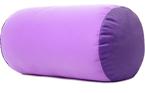 Microbead Bolster Neck Roll Pillow, 14x8 in Cylinder Tube, Pale Purple | Silky feel fabric helps prevent wrinkles & hair breakage; feather-light beads gently cushion head & shoulders as you rest - color: Pale Purple