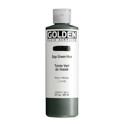 GOLDEN Fluid Acrylics, Sap Green Hue, 8 fl. oz. Bottle, Professional Acrylic Paint, Transparent