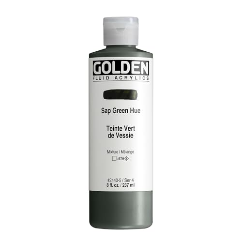 GOLDEN Fluid Acrylics, Sap Green Hue, 8 fl. oz. Bottle, Professional Acrylic Paint, Transparent
