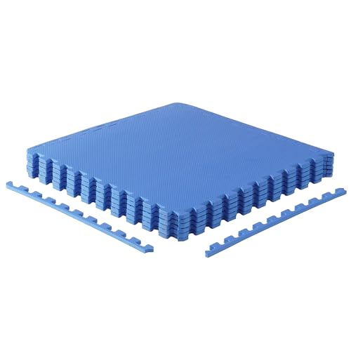 CAP Puzzle Exercise Mats | 1/2” Thick EVA Interlocking Foam Tiles for Home Gym Flooring | Multiple Options - color: T - Blue, style: 6 Tiles (24 SQ FT)