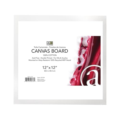 Art Advantage Canvas Board Recycled MDF 12x12 - Recycled MDF Canvas Panels for Painting, Paint Canvas, Canvases for Painting, Acrylic, Oil & Watercolor Art, Professional & Hobby Use - size: 12"x12"