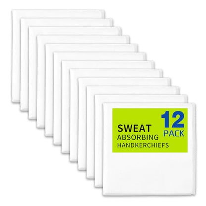 12 Pack Sweat Absorbing Handkerchiefs,Microfiber Sweat Rags Towels for Men & Women,Small Sweat Cloth for Hand,Hankies - color: Classic White