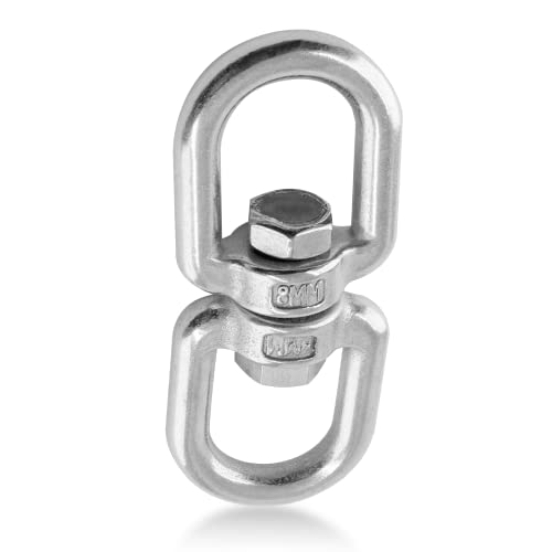 Bonsicoky Heavy Duty M8 304 Stainless Steel Swing Swivel | 360 Degree Rotational Device, For Web Tree Swing, Hammock Chair, Aerial Yoga, Climbing Rope, Hold Up to 1200LB - color: M8, size: 1 PCS