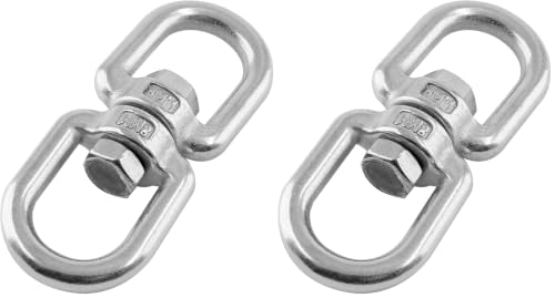 Bonsicoky Heavy Duty M8 304 Stainless Steel Swing Swivel, 360 Degree Rotational Device Hanging Accessory for Web Tree Swing, Hammock Chair, Aerial Yoga, Climbing Rope, Hold Up to 1200LB (Pack of 2) - color: M8, size: 1 PCS (Pack of 2)