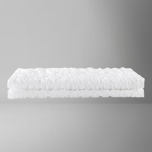 Weighted Blanket Cover, 60 x 80 Weighted Blanket Cover Seersucker, White Cover for Weighted Blanket, Washable,8 Ties, Duvet Cover only, Pillowcases not Included. - color: White Seersucker, size: 60*80