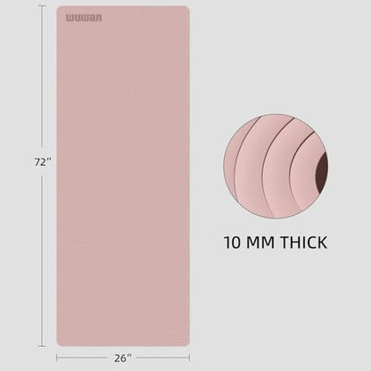 TPE Yoga Mat 72"x26"x0.4" Thick Non Slip Exercise Fitness Mat - color: Pink