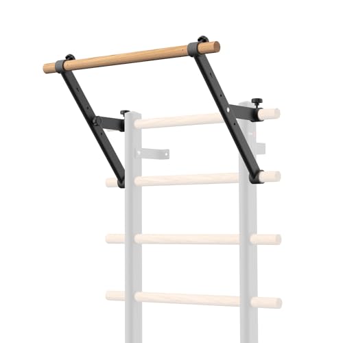 DHT Wood Stall Bar, Swedish Ladder Suspension Trainer with 9 Strategic Rods, for Home, Gym, School and Clinics, Black - color: WA1-D