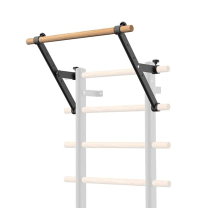 DHT Wood Stall Bar, Swedish Ladder Suspension Trainer with 9 Strategic Rods, for Home, Gym, School and Clinics, Black - color: WA1-D