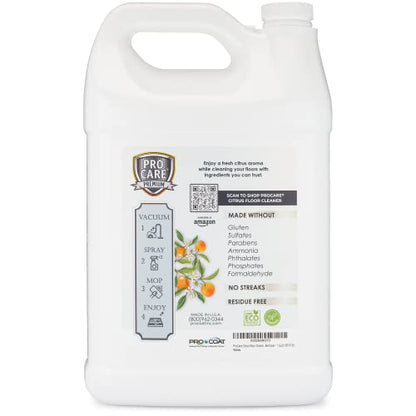ProCare Floor Cleaner (Made in USA) | Streak-free Cleaner for Tile, Stone, Laminate, Vinyl & Natural Wood Floor Cleaner for Mopping, Household Supplies, Cleaning Solution with Citrus Aroma - 1 Gallon - size: 128 Fl Oz (Pack of 1)