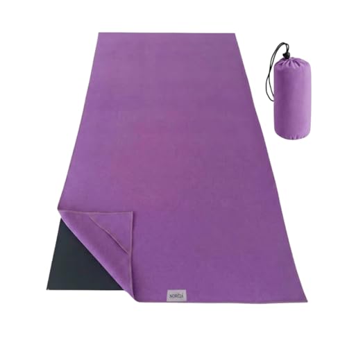 Yoga Towel, Non Slip Hot Yoga Mat Towel with Corner Pockets, Mat-Sized 24" x 72", 100% Microfiber Sweat Absorbent, Perfect for Hot Yoga, Bikram, Pilates and Yoga Mats (Purple) - color: Purple