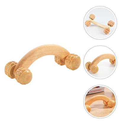 LALAFINA Massage Roller Wooden Back Massager Roller for Muscle Tension Relief Handheld Body for Yoga Stretching Blood Circulation Portable 6.29 X 2.67 X 2.36 in