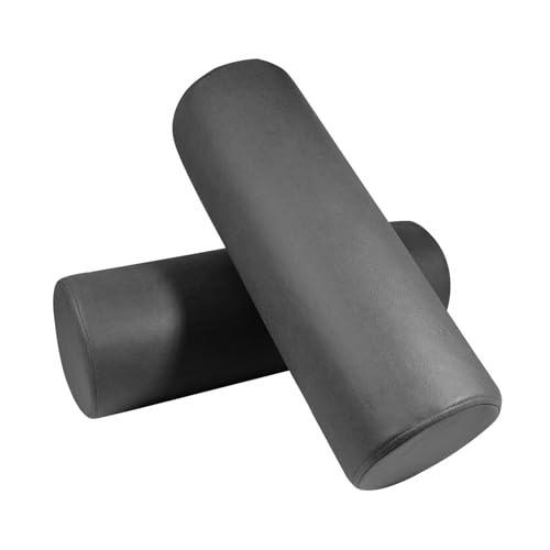 2 Pack Neck Roll Pillow, High-Density Foam Cylinder Bolster Pillow for Neck, Back & Lumbar Support, Ergonomic Round Pillow for Side Sleepers, Sleeping, Removable Washable Cover (7.9''x23.6'' Black) - color: Black, size: 23.6x7.9IN