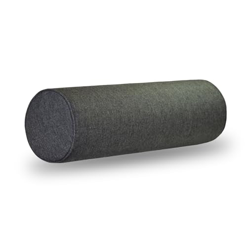 Tinbolunce Neck Roll Pillowcases with Zipper - Full Moon Bolster/Round Cylinder Pillow Case Cover for Bedroom, Living Room, Sofa - Solid Color Cervical Throw Pillow Covers - color: Dark Gray, size: 6" x 18"