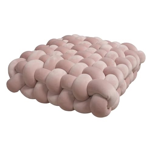 Knot Pillow Meditation Cushion Large Floor Cushions Sitting Funky Throw Pillows Chair Pillows Soft Pad Square Knotted Seat Cushions Home Decoration Living Room Bedroom Sofa Couch Light Pink - color: Light Pink, size: 14.5*13.5*4.5"