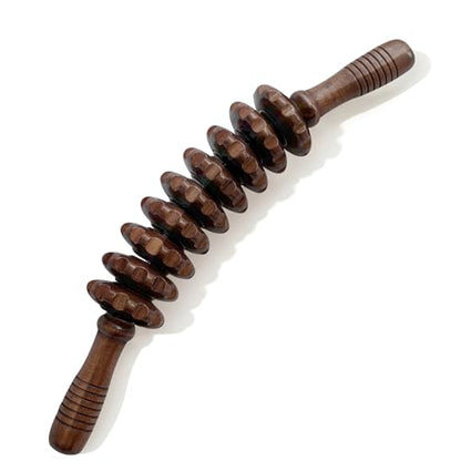 Curved Wood Therapy Massage Stick, Wooden Cellulite Muscle Roller for Legs - color: Brown Curved